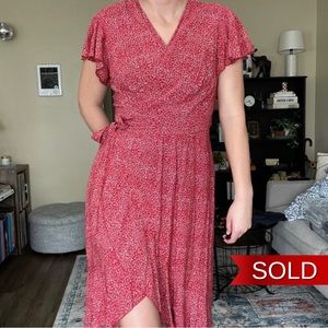 Red and White Wrap Dress